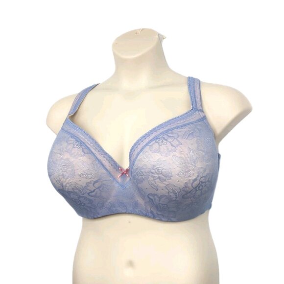 Cacique Womens Bra Modern Lace Balconette 44F Blue Underwire Lane Bryant - Picture 2 of 10